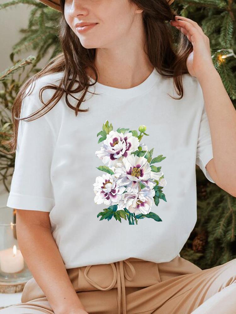 Pflanzenstil Trend Niedlich 90er Jahre T-Shirt Oberteil T-Shirt Kurzarm Sommerkleidung Druck Rundhals Mode Damenbekleidung Grafik-T-Shirt