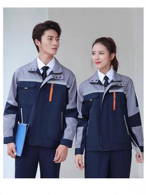 Herren Polyester Langarm Arbeitskleidungsset mit Reflexstreifen - Langlebig, verdickt für Frühling/Herbst Bau und Autoreparatur.