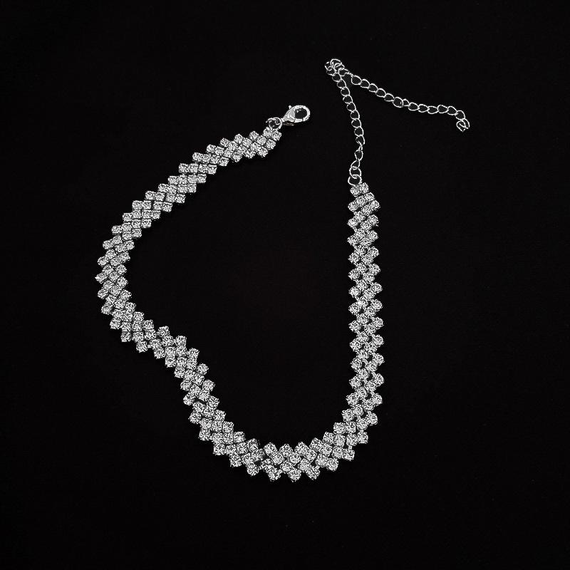 Elegant Full Diamond High-End Choker Necklace for Women - Trendy Clavicle Chain
