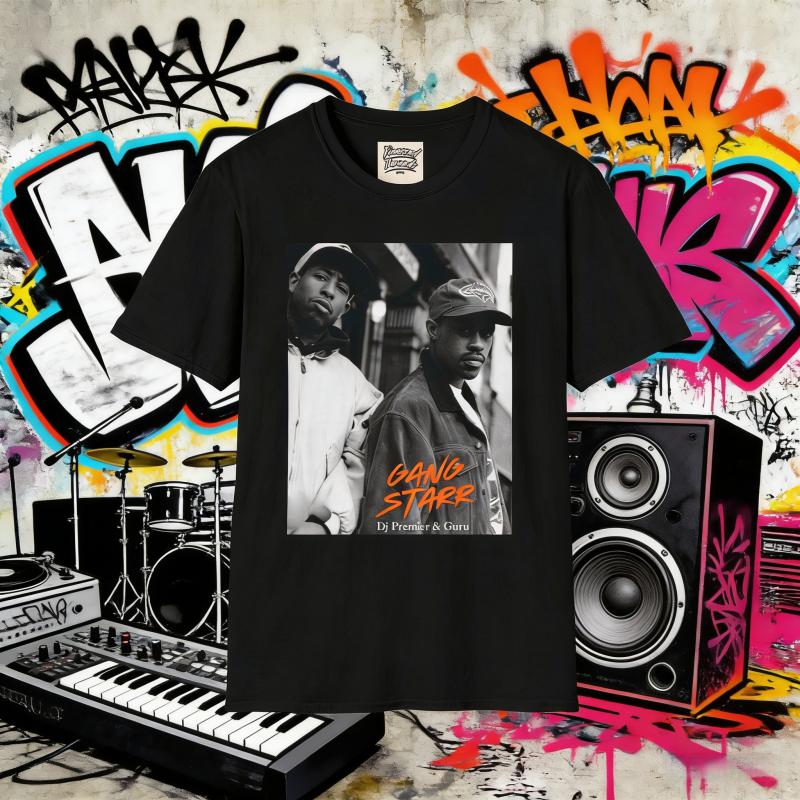 Gang Starr T-Shirt, DJ Premier & Guru, Hip-Hop Music Tee 100% Pure Cotton Printed Adults and Children Breathable T-shirt S