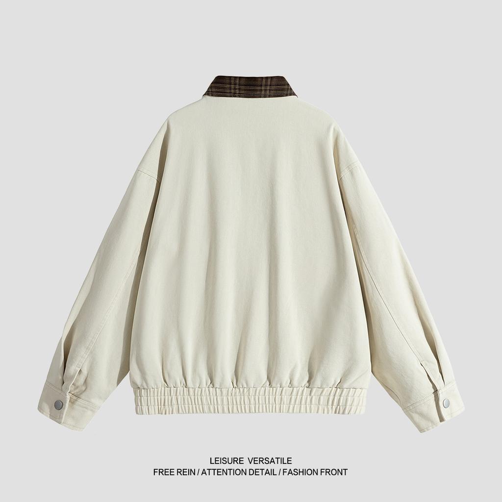 Pure Cotton Jacket for Men's New Jacket American-style Washing and Old Lapel Men's Spring and Autumn Clothing