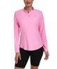 YIRUIYA Long Yoga with Thumb UV Fitness Running Women's Half-Zip T-Shirt, Sleeve, Top, Sportswear, Pilates, Holes, Stretch, Moisture-Wicking,
