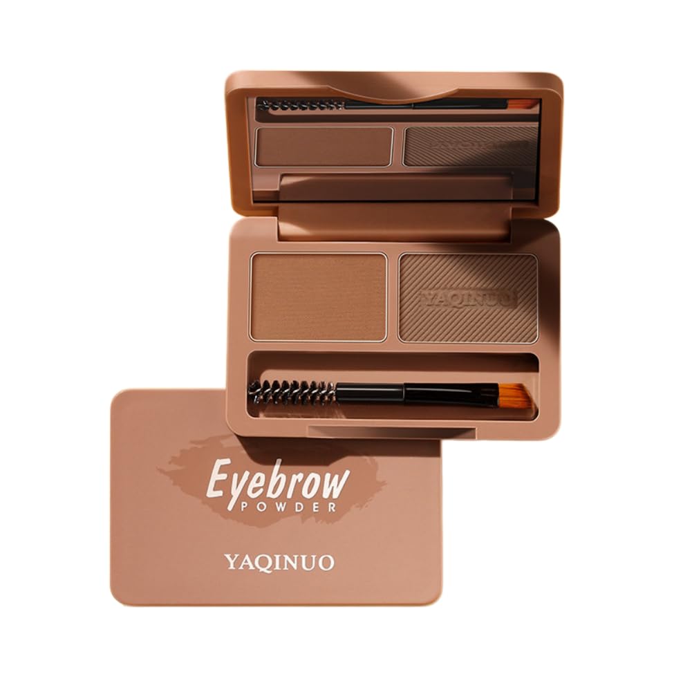 Eyebrow Powder - Natural, Waterproof, Creates a Soft, Three-Dimensional Gradient Eyebrow, Nose Shadow, Highlighter, with Makeup Brush, 2 Colors (01#