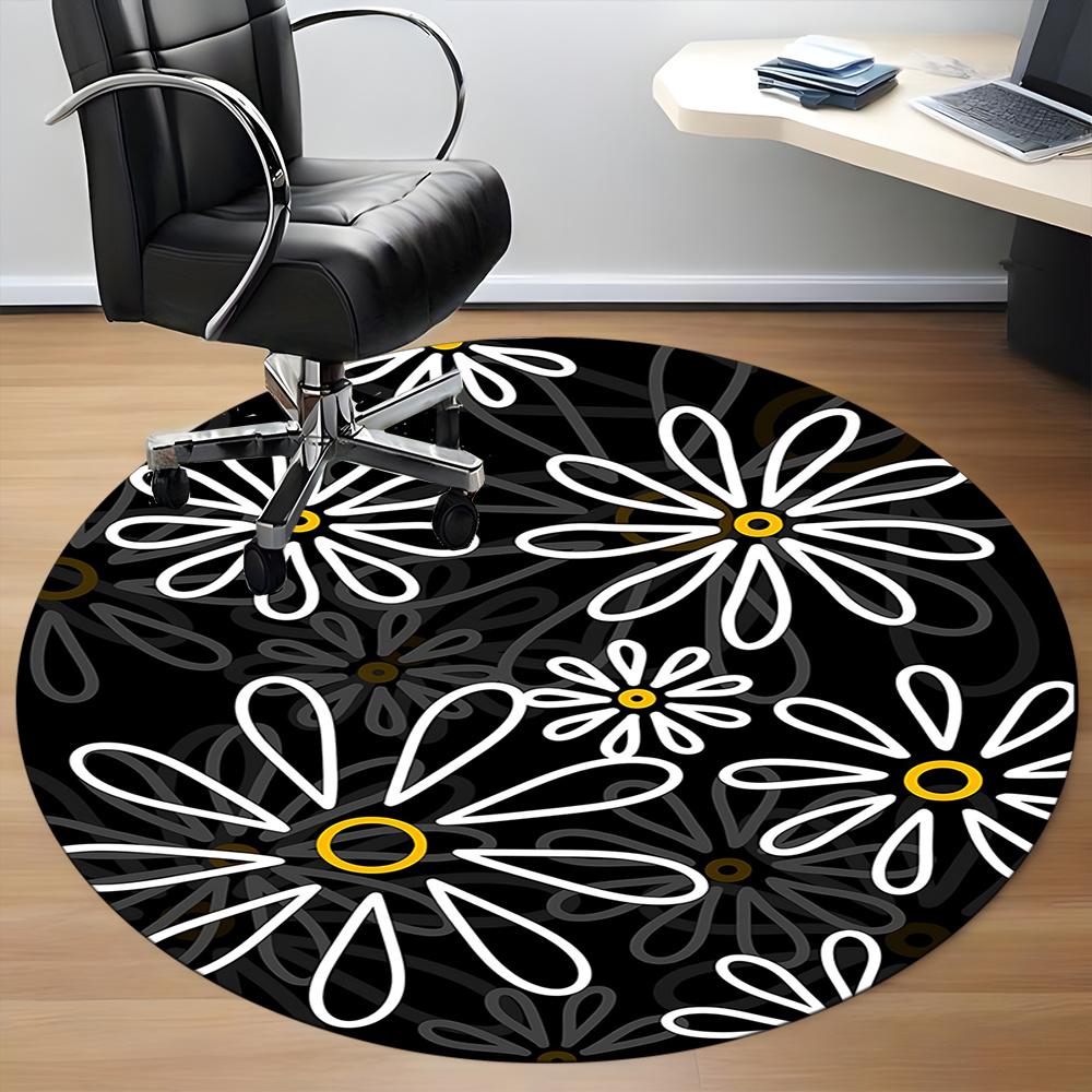 1pc Floral Pattern Office Round Area Rug, Indoor Mat Suitable ForOffice, Under Office Chairs Bedroom Living Room Home Decor, Room Decot154