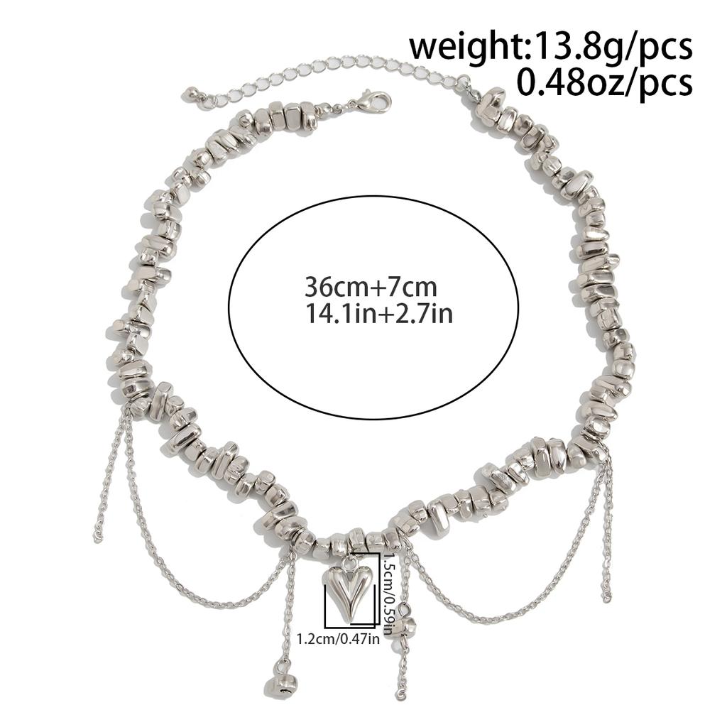 SHIXIN Trendy Irregular CCB Beads Short Choker Necklace for Women Punk Love Heart Pendant Necklace Daily Jewelry Neck Accessory