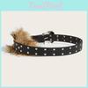 Rivet Leather Wide Waist Belt Artificial Fur Design And Carved Needle Buckle For Everyday Wear