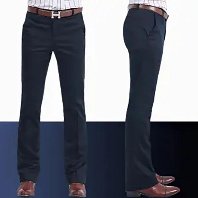 DC-HOME-3 Heren Lente en Zomer Slim Fit Bell Bottom Broek Vintage Bell-bottoms Flare Formele Kleding Broek Casual Wijde Pijpen Broeken 29 donkerblauwe kleur