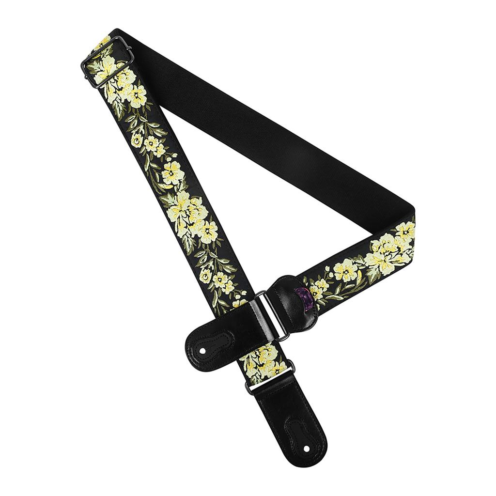 Guitar Shoulder Strap Ukulele Strap Guitar Strap For Electric Guitar Bass Folk Embroidered Floral Strap For Women Men Performance Live Show