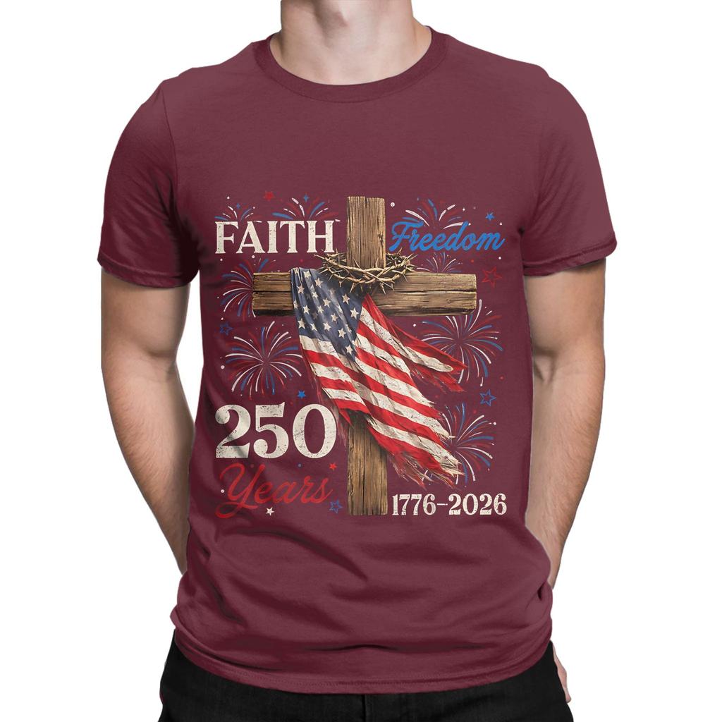 250 Years Faith And Freedom Christian Patriotic USA 1776 2026 Design Funny 100 Cotton TShirt freedom 250 Tees Tops For Unisex