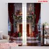 2pcs 2D Flat Printing Merry Christmas Popular Curtain Christmas Stove Polyester Without Electricity Festive Curtains Perfect for