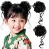 OTAKUMARKET Two-Piece Bun Wig Set with Curls and Scrunchie Style, Perfect for Shichi-Go-San, Yukata, and Japanese Clothing, Kindergarten Entrance and