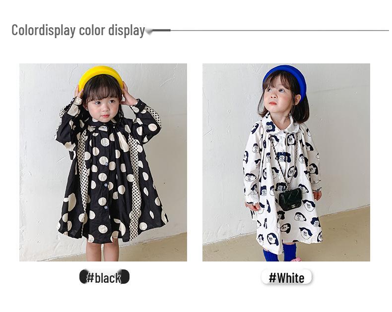 2026 Spring Korean Style Girls' Polka Dot Cotton Dress – Stylish, Loose Children's Clothing