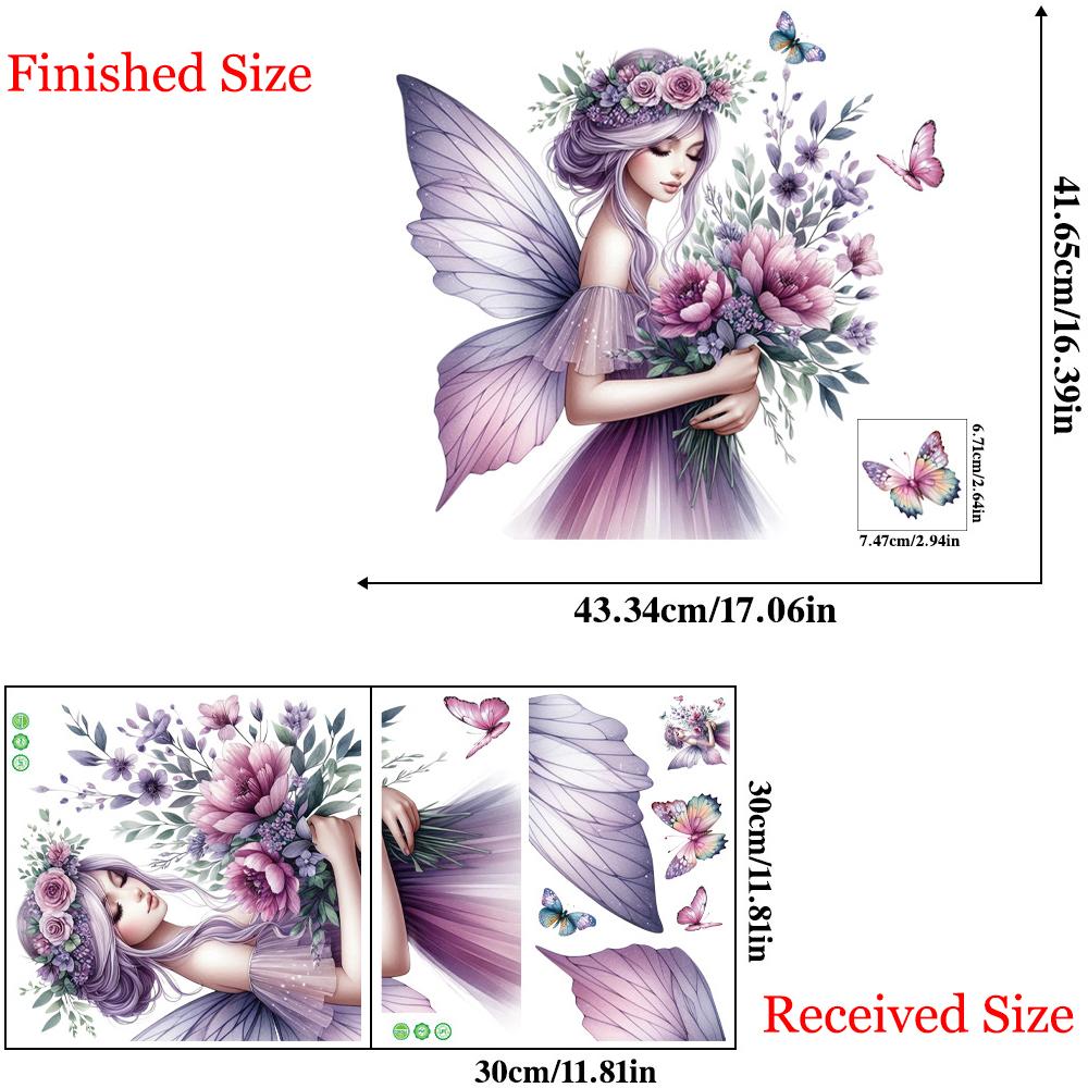 

Фиолетовые цветочные феи настенные наклейки для девочек Декор для спальни Спокойной ночи Сны Съемная наклейка для изголовья кровати Фон 30x30CM*2