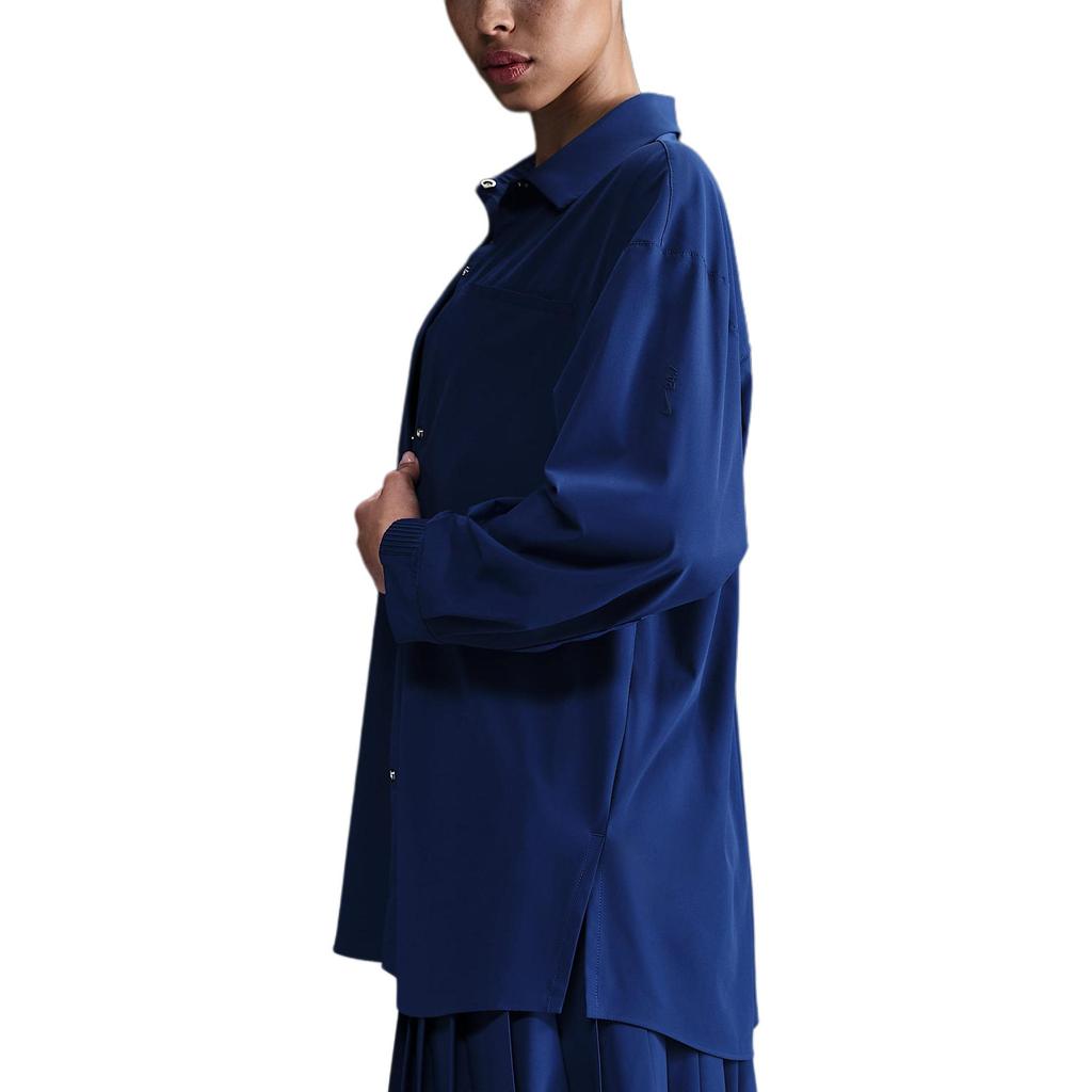 Nike Dri-Fit Oversize 24.7 Perfect Stretch Casual Fashion Quick-Dry Functional Long Sleeve Shirt Women Shirts Deep-Navy Space-Blue HQ0237455