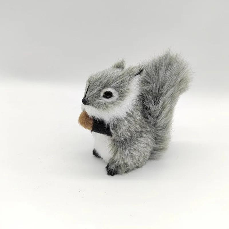 Mini Plush Simulation Squirrel Furry Squirrel Figurines Miniatures Squatting Animal Model Party Kid Gift Home Table Decorations