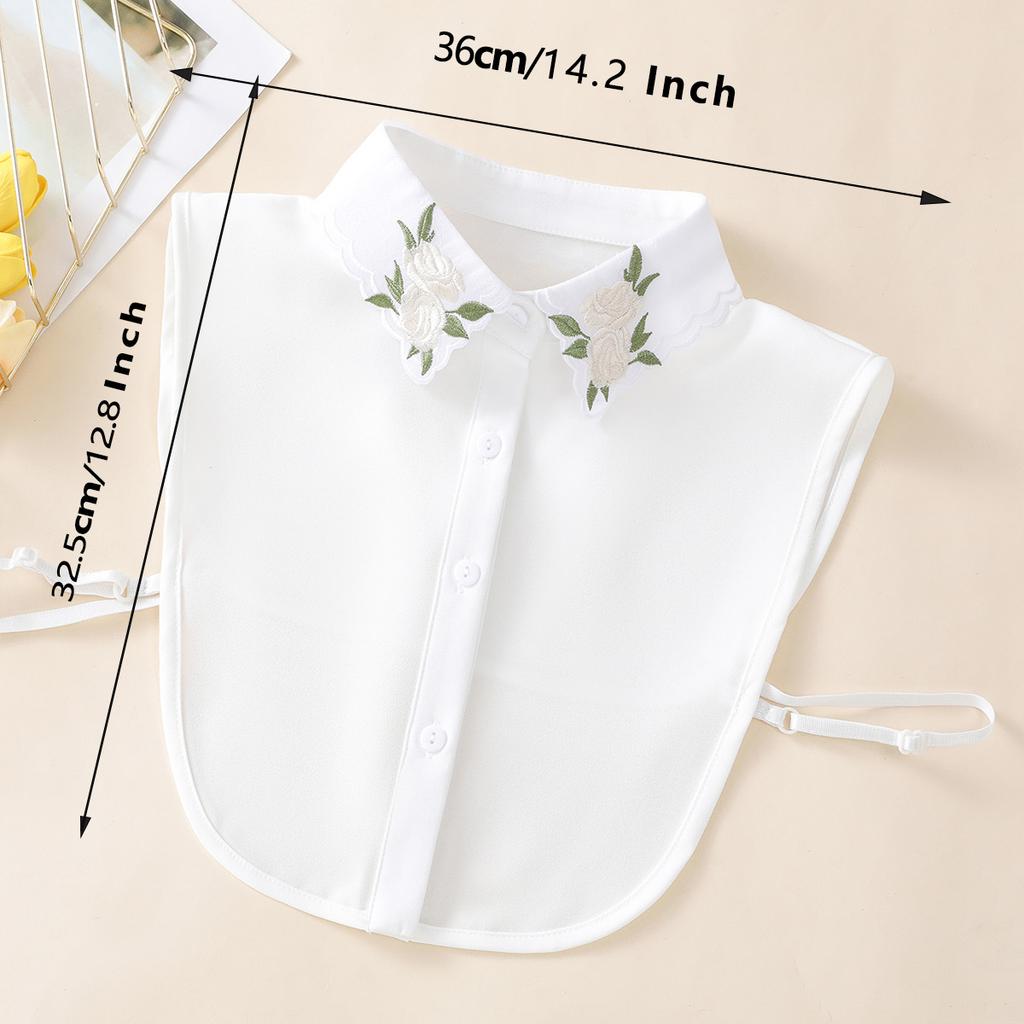 Women's Embroidered Apricot Rose Collar with Sweater Dase Shirt, Versatile and Detachable Decorative Chiffon Fake Collar