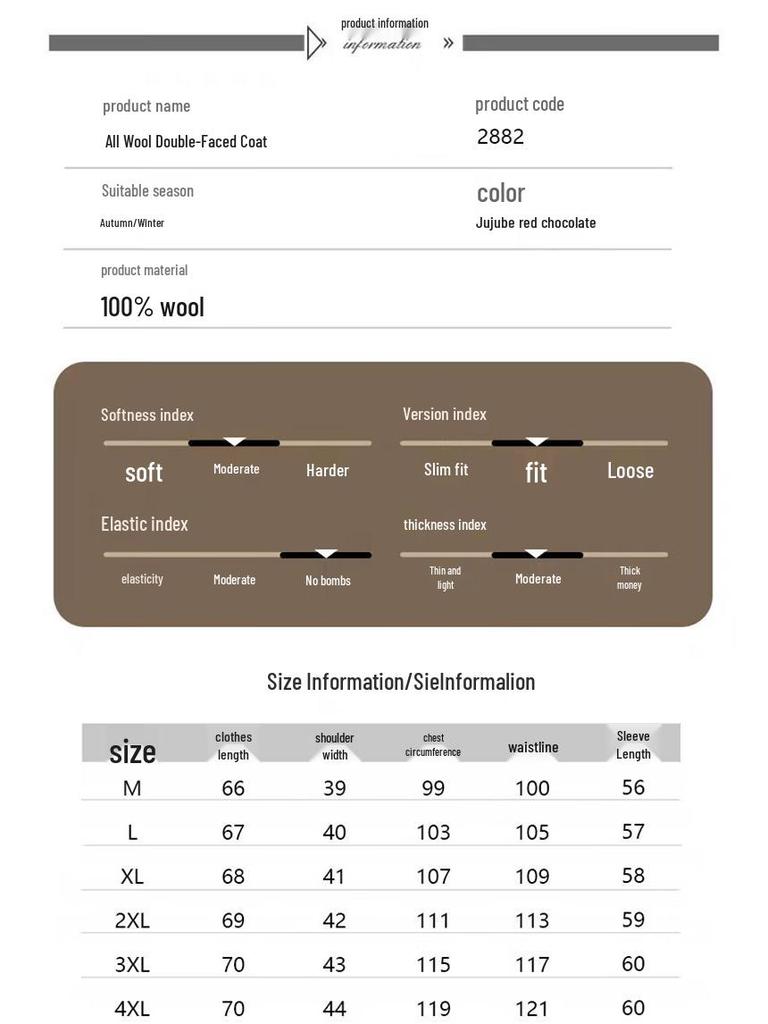 Fengxun Women's Chinese Style 100% Wool Short Double-Faced Coat