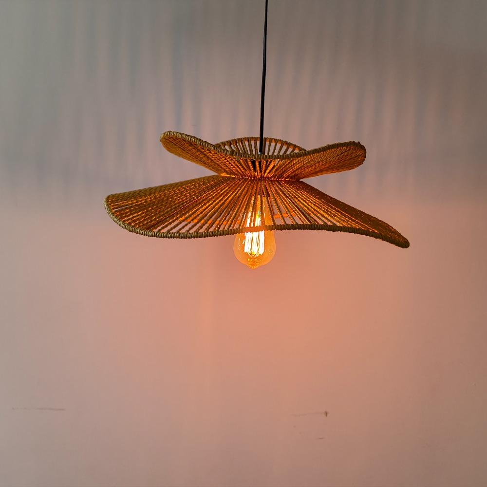 JOYINLED Hand-woven Rope Woven Pendant Light Retro Rattan Chandelier Light Wabi-sabi Homestay Bedroom Tea Room Bar Lighting