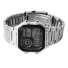 Waterproof Digital Watch Stainless Steel Multi Functional Vintage Luminous Sports Watch Silver