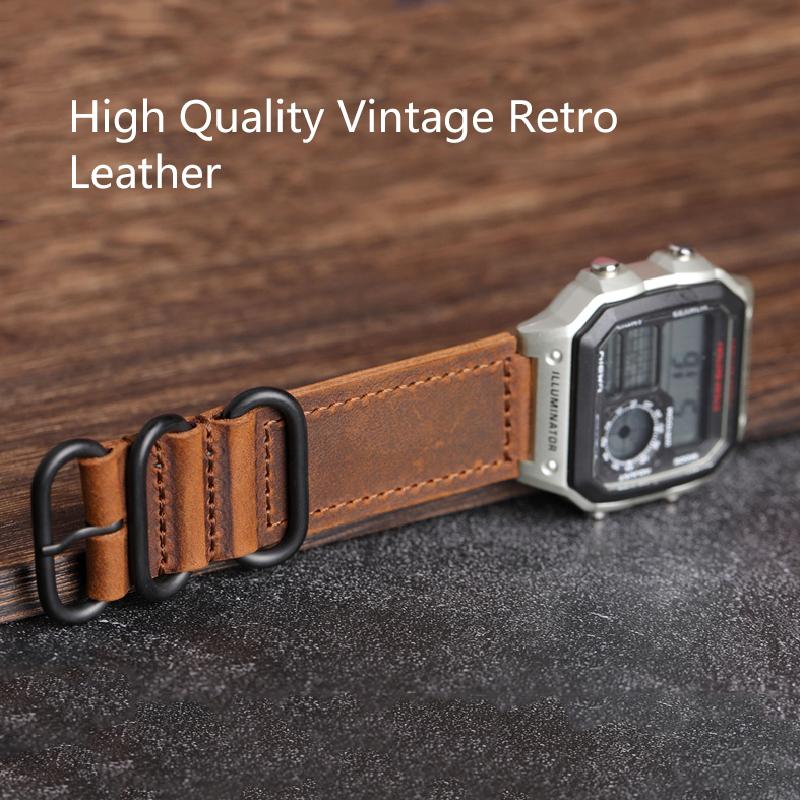 Hochwertiges Vintage Leder Uhrenarmband für Casio DW5600 GM 5600 AE-1200 AE-1300 AE-1500 SGW-300/400 w218h Armband 16mm 18mm