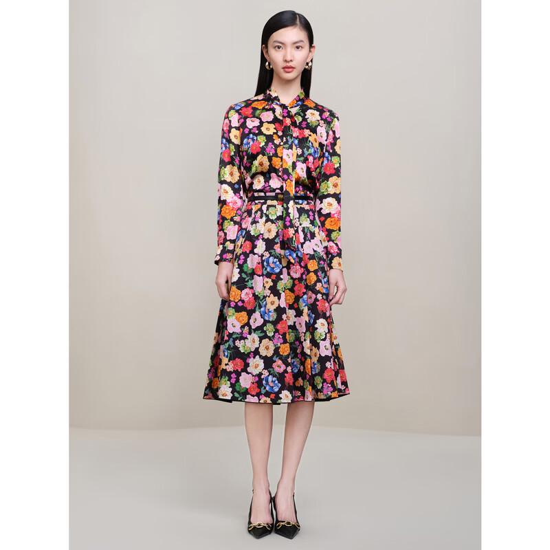 JUZUI Women's Floral Print Lyocell Blend A-Line Skirt