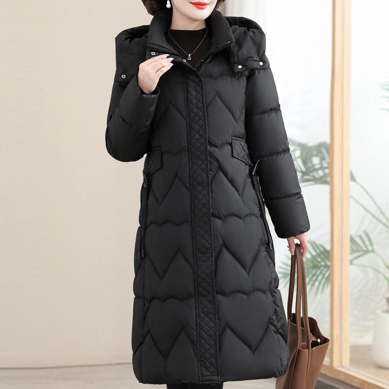 Mărimea Plus 2XL-6XL Casual de vârstă mijlocie Parka lungă de iarnă pentru femei Jachetă elegantă de damă cu glugă groasă îmbrăcăminte exterioară caldă Paltoane de iarnă