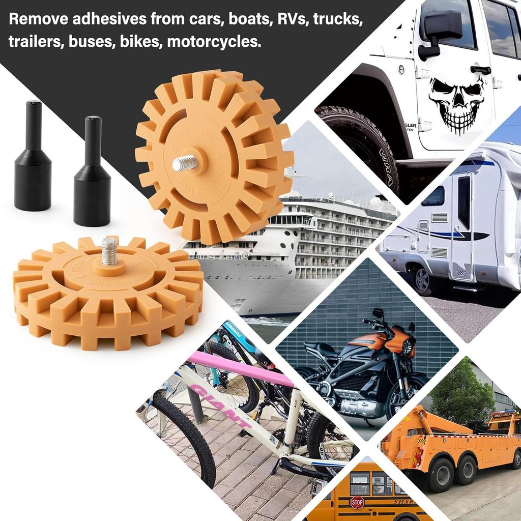 Gomake Decal Remover Eraser Wheel Tool Kit With Drill Adapter Vinyl Decal Adhesive Removal Tool With Razor Blade Scraper For Removing Ptripes,