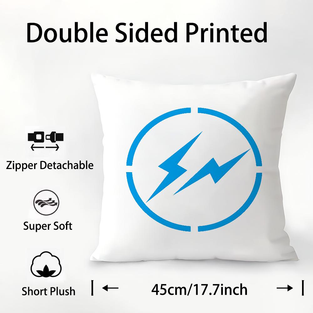 Lightning F-Fragment D-Design Pillow Case Plush Fabric Soft Double Sided Print Sofa Cushion Cover Throw Pillow Covers
