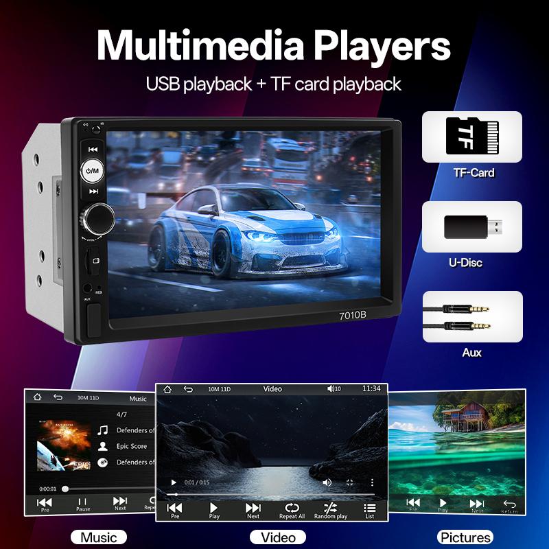 Hippcron 1Din Car Radio Wireless Carplay Android Auto Multimedia Video Player 7inch Touch Screen Support Camera 12v Universal
