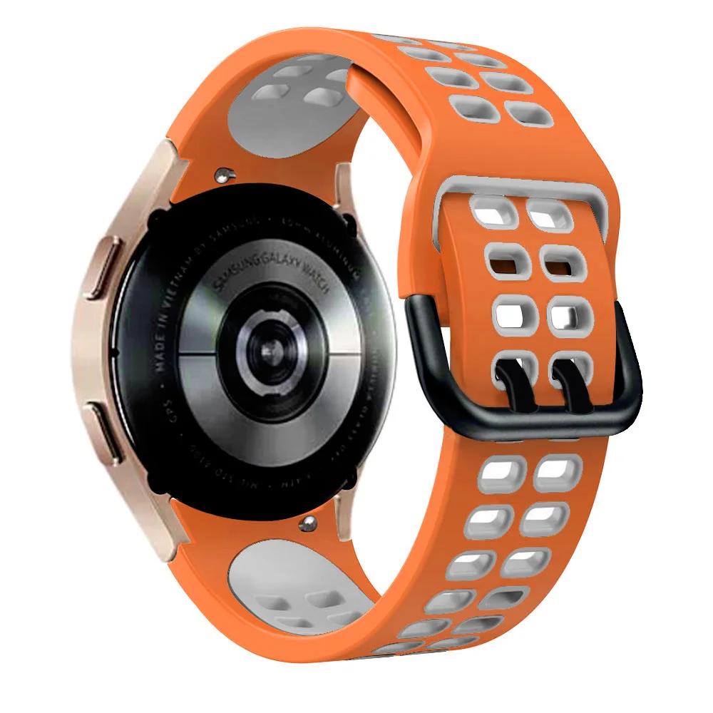 No Gap Silicone Strap for Samsung Galaxy Watch 7/6/5/4 44mm 40mm 5 Pro 45mm Two-Color Wristband Watch 6 4 Classic 47mm 43mm Band