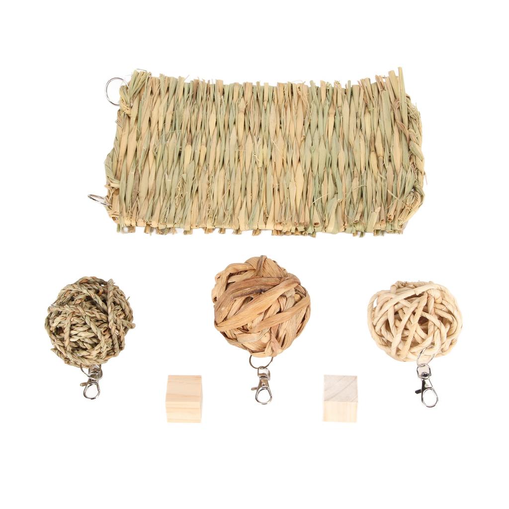 Rabbit Grass Mat Relieve Boredom Healthy Detachable Durable Hamsters Chew Toys Set for Home