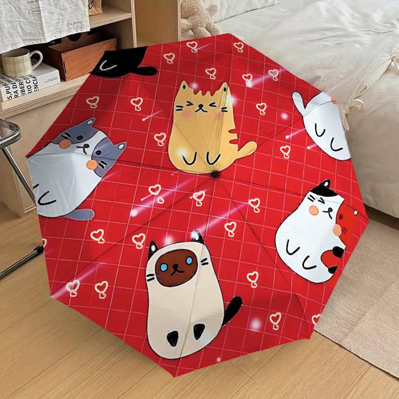 

1pc Kawaii cats Automatic Folding Umbrella, 8 Ribs Iron Frame, Suitable for Outdoor Travel and Daily Use yy251120189