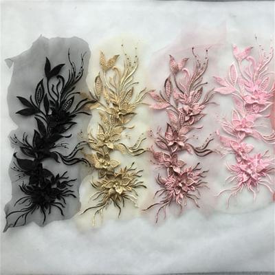 Stora Blommiga Klistermärken Bröllopsklänningstillbehör Tre-dimensionell Blommig Spetsapplikation