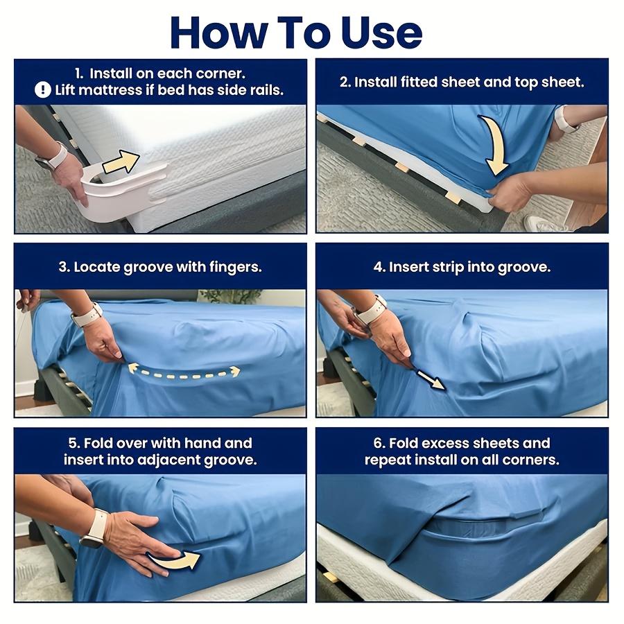 4 Heavy Duty Sheet Holders Non-slip Mattress Straps for All Sheet Sizes.Easy Install Keep Sheets Fixed. Great for Modern Bedding