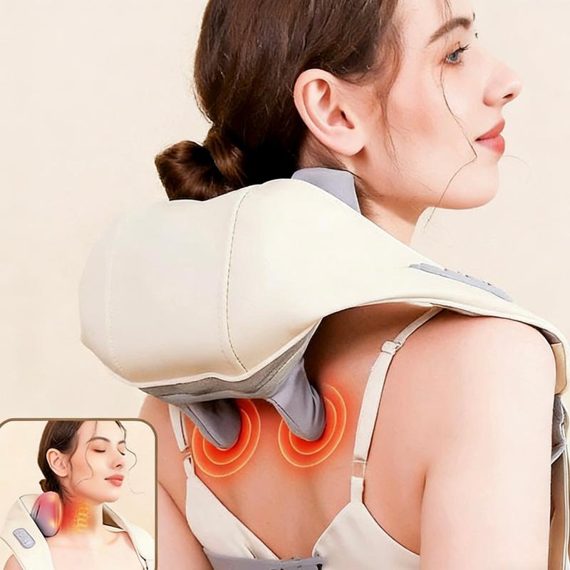 Portable Neck Massager with Hot Compress Function Relaxes Back Shoulder Muscle Pain Relief Bionic Neck and Shoulders Massager