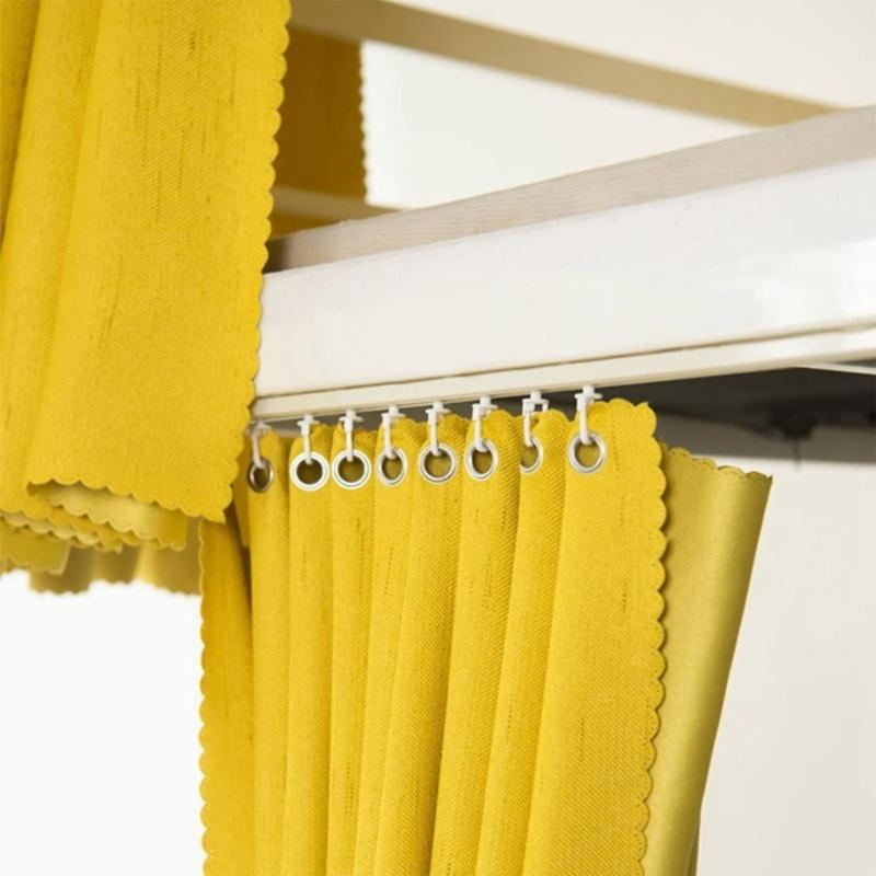 50Pcs White Plastic Curtain Track Pulleys Lockable Folding Hook for Smooth Quiet Operate Home Office Restaurant Hotel