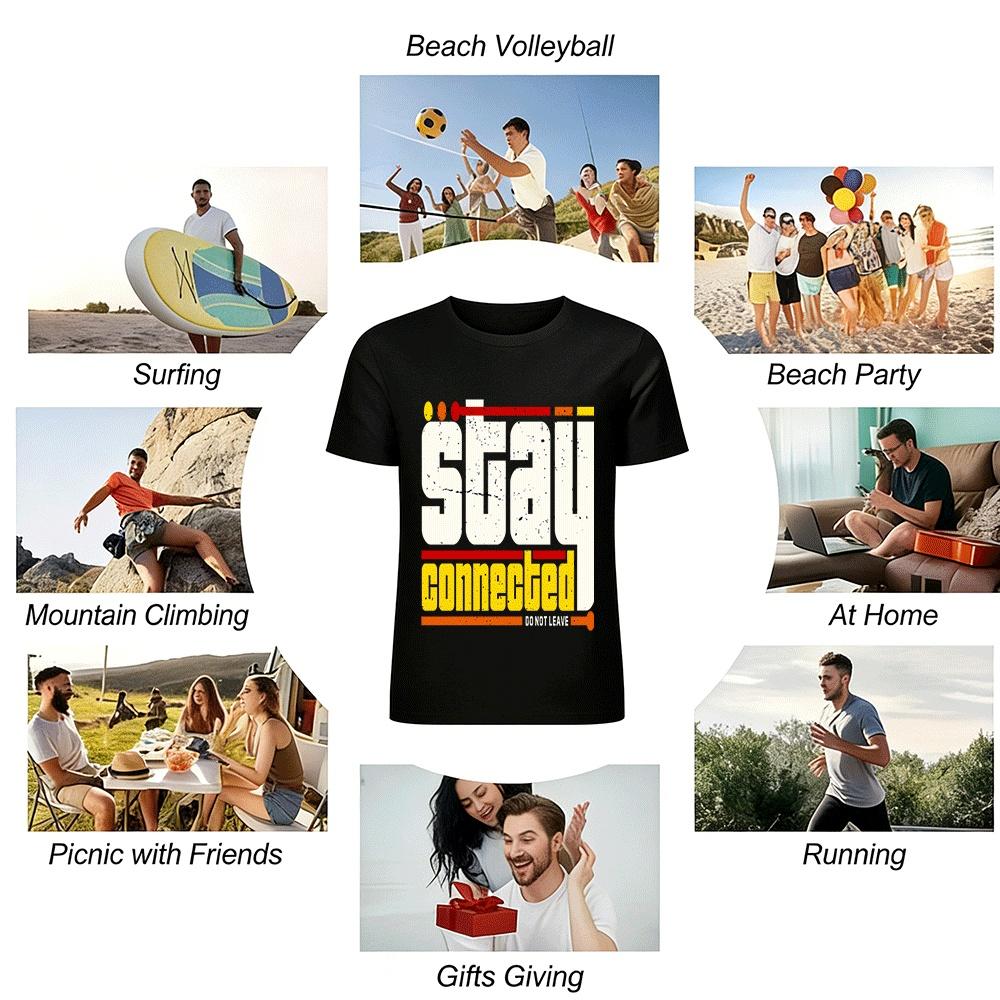 Vintage Style Stay Connected Graphic Casual Tee Pure cotton T-shirt