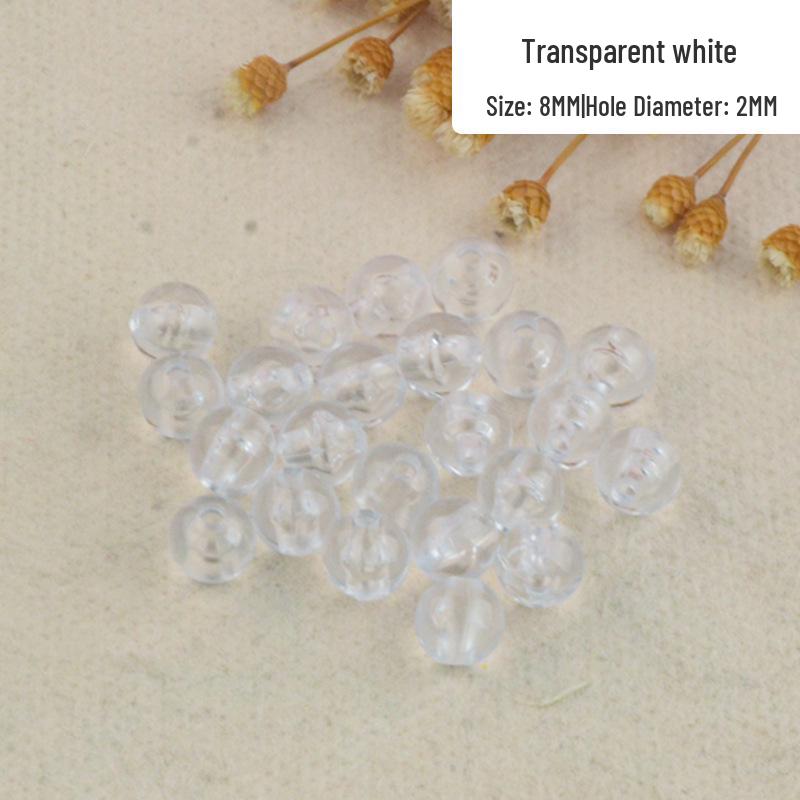 Perforated Transparent Round Acrylic Beads: Solid Color Crystal Resin Beads for DIY Beading Projects
