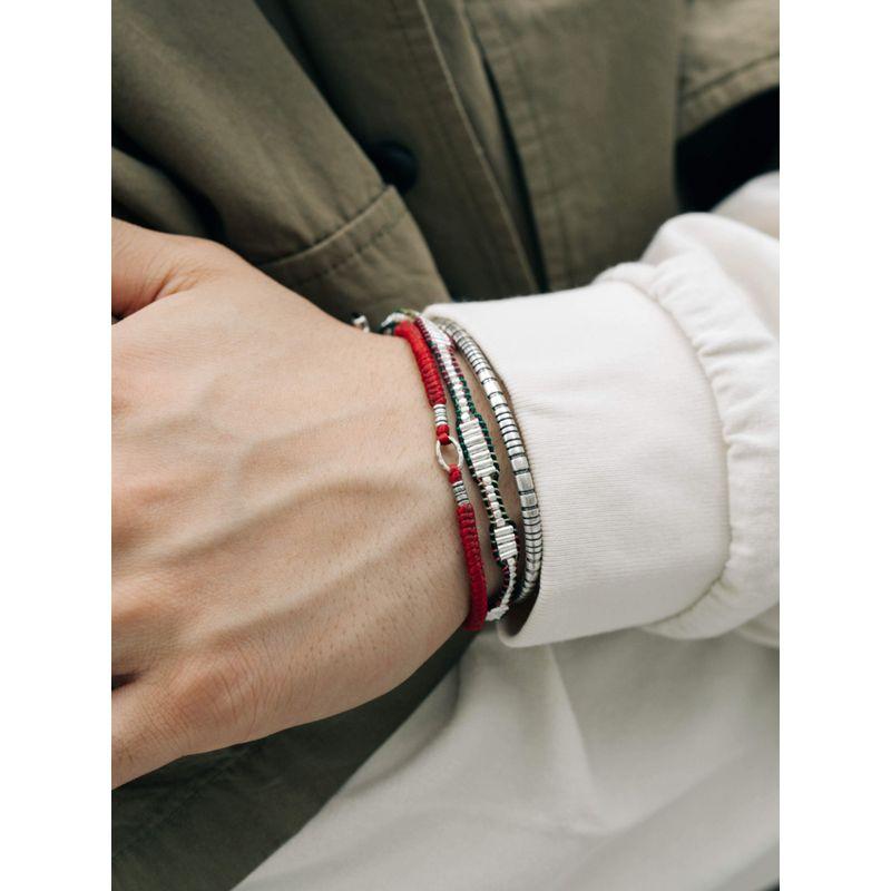 Roninmade Retro Minority Rui Wax Rope Bracelet Couple Woven Hand Strap Sterling Silver Silver Jewelry Men Red Rope