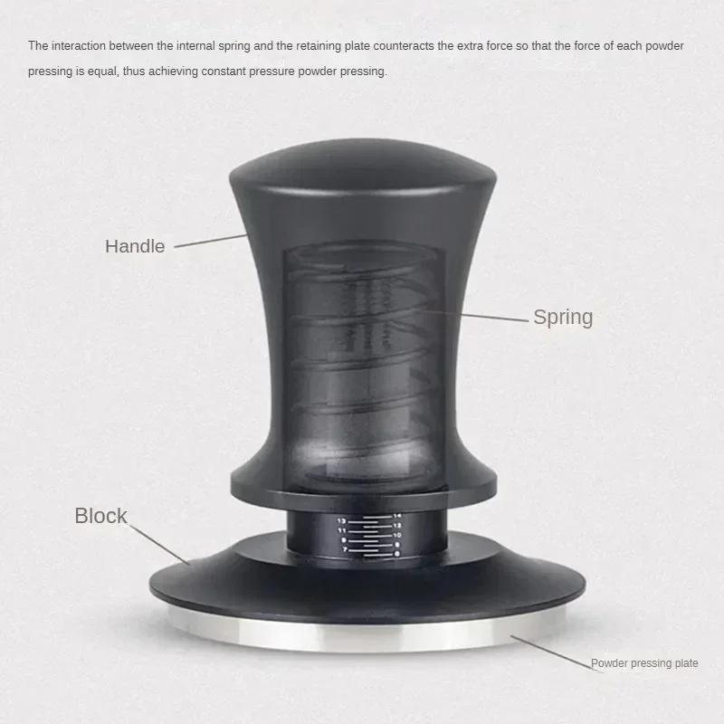 Coffee Tamper Constant Pressure Stainless Steel Coffee Powder Press 51/53/58mm Espresso Distribution Tool with Calibrated Spring