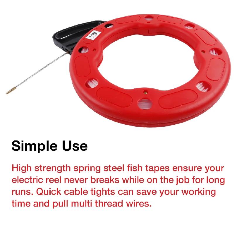 30M Nylon Professional Cable Puller, Fish Tape Reel Puller, 3MM Cable Fishing Tool, Portable Reel Conduit Duct Wire Pulling Tool