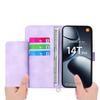 For Xiaomi 14T Pro Case Flower Pattern PU Leather Wallet Phone Cover with Strap
