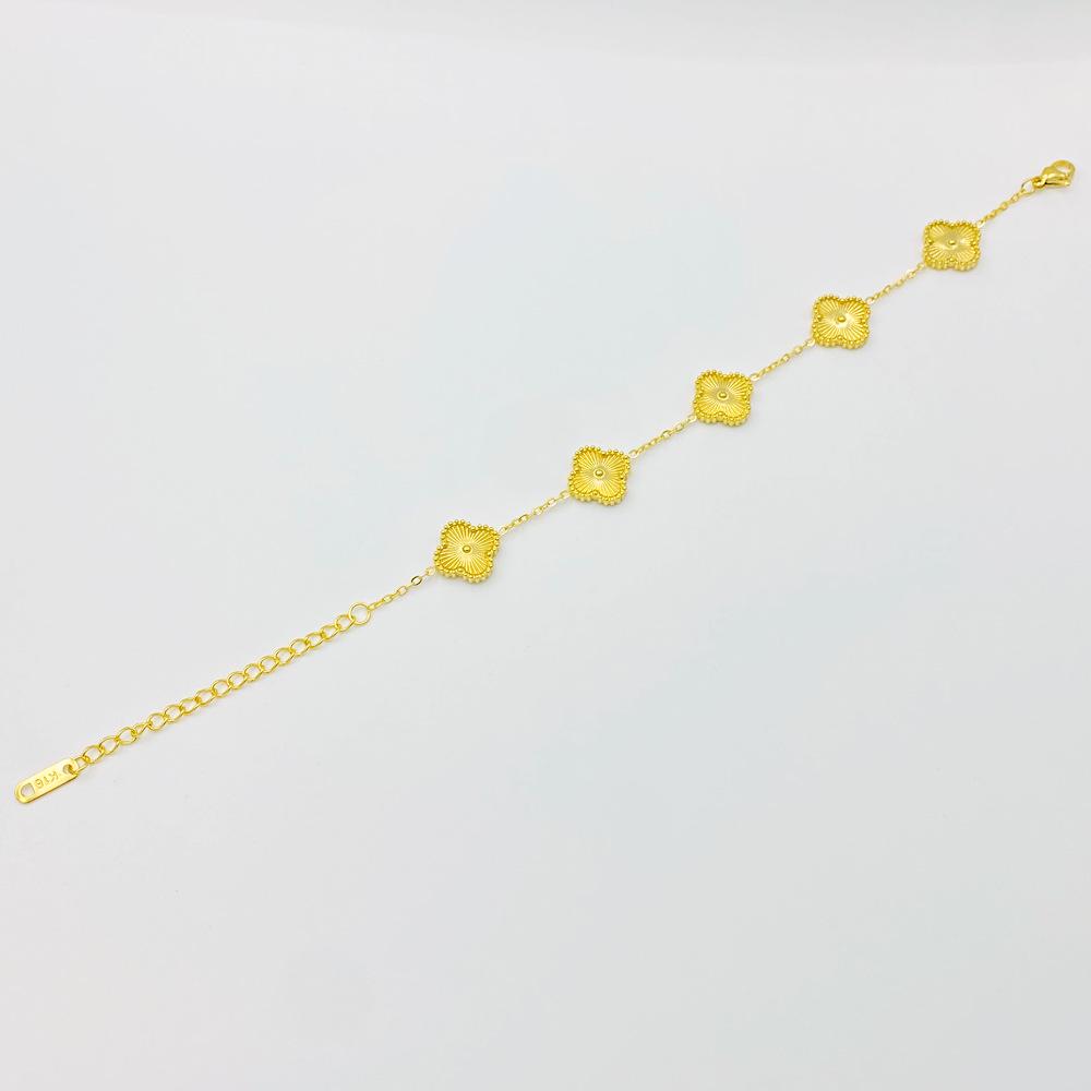 13mm Non-Fading Stainless Steel Four-Leaf Clover Bracelet for Women - Fresh Style