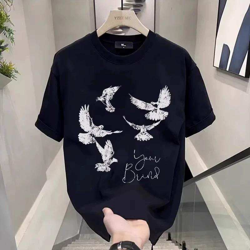 Unisexs Cotton Tshirts Fitted 5XL Black T Shirt for Unisex Casual Summer Wear Letter Eagle Print Tee Shirts White Unisex Clothing