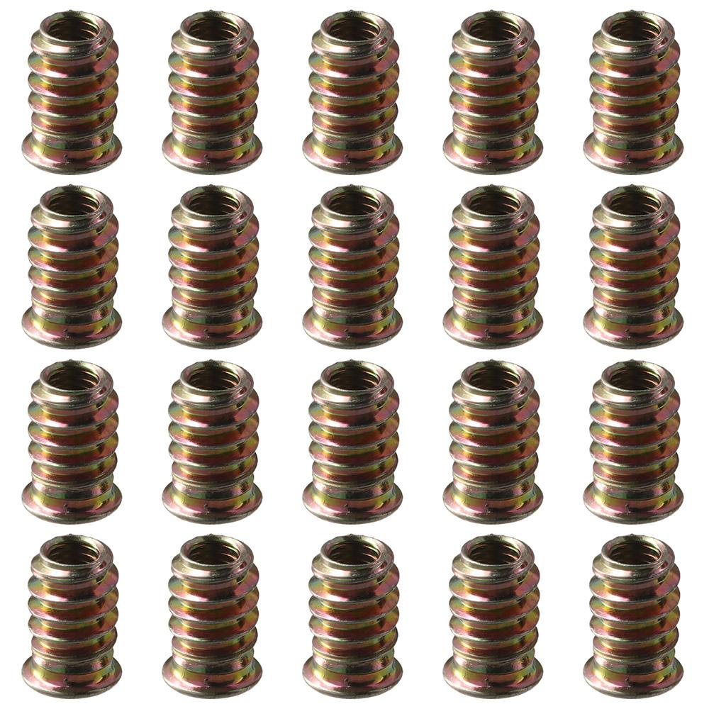 20Pcs Carbon Steel Wood Furniture Screw-in Nut M6 M8 M10 Hex Socket Drive Threaded Inserts Nuts