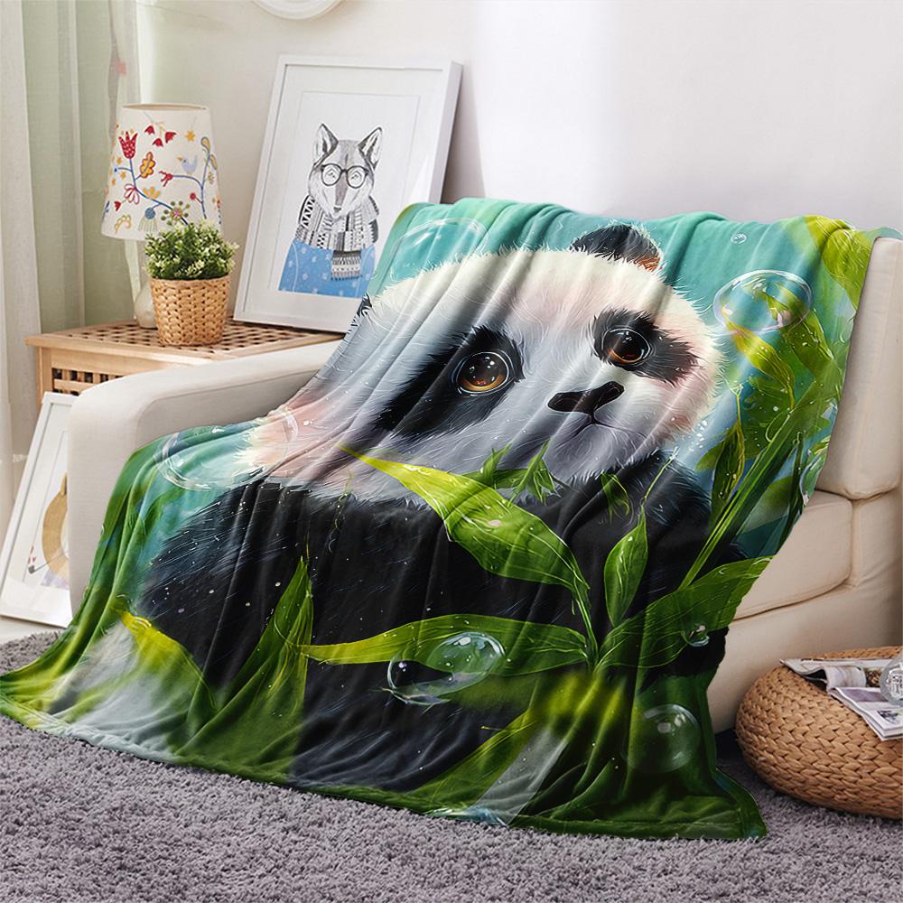 Panda Print Flannel Blanket, High quality Comfortable for All Seasons, Home Decor, Warmth and Comfort, Perfect for Christmas Gifts