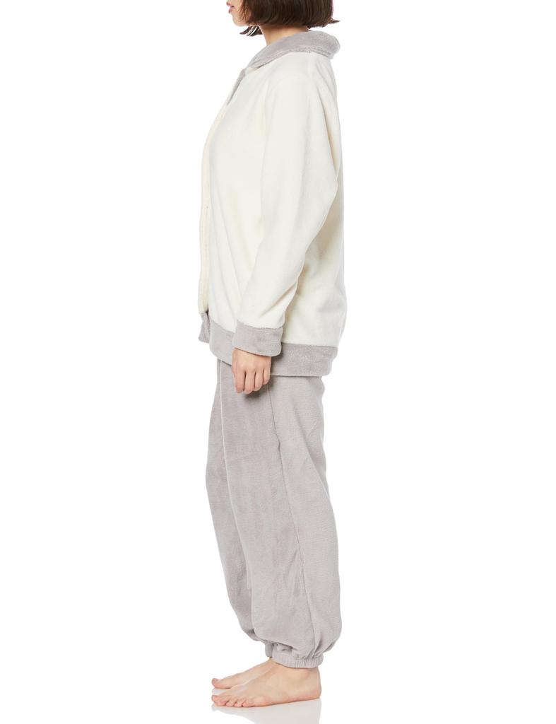 Gunze CI Comme CA Ivory Long Sleeve and Pants with Boa Fabric Women's Loungewear,