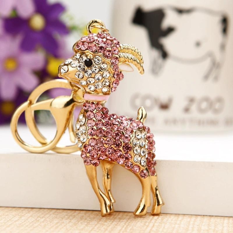 Crystal Goat Key Chains Rhinestone Sheep Keychain Gift