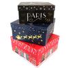Les Trésors De Lily [P5718] - Set of 3 Nesting Boxes 'Christmas In Paris' Red Blue Black - 18.5x9 Cm