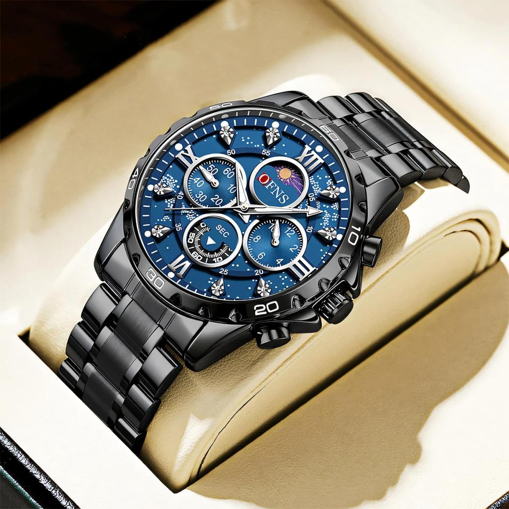 Luxury Watches For Men Chronograph Stainless Steel Man Wristwatch Waterproof Luminous Sport Military Men's Quartz Watch